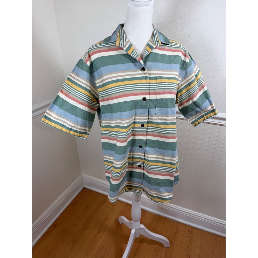 Willowbend Button Down Shirt Women Small VINTAGE Striped Garden Market USA